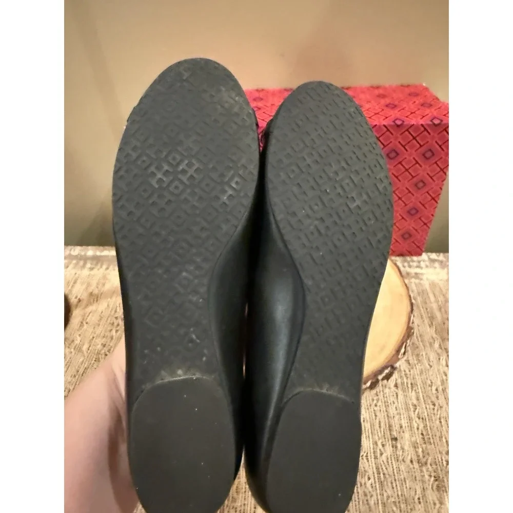 Tory Burch Women's Mini Miller Logo Matte Black Leather Flats Size US 8M